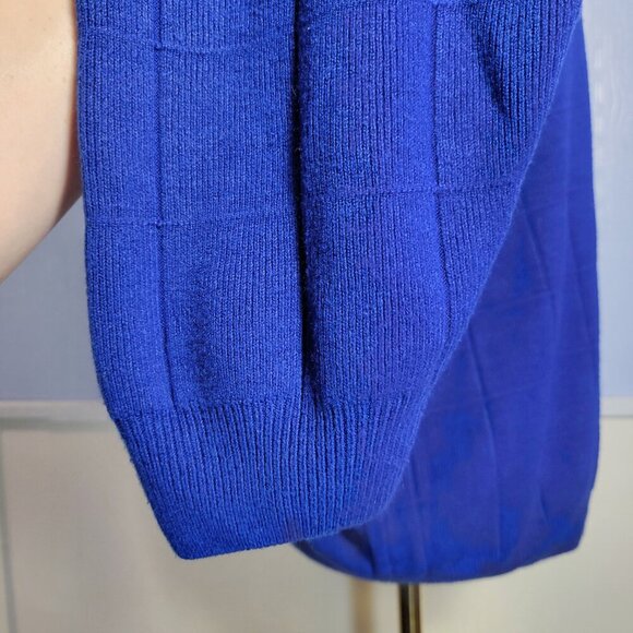 Dressbarn 22/24 Deep Blue Medium Weight Longsleeve Checked Turtleneck Sweater - Picture 7 of 9